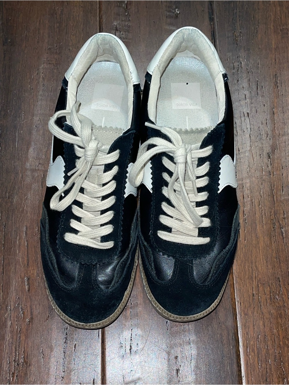 Dolce Vita Black and White Lace-Up Athletic Sneakers